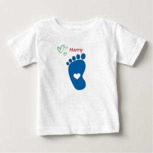 Baby footprint blue - customize name   T-Shirt