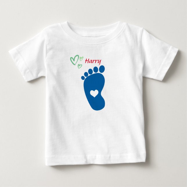 Baby footprint blue - customize name   T-Shirt (Front)