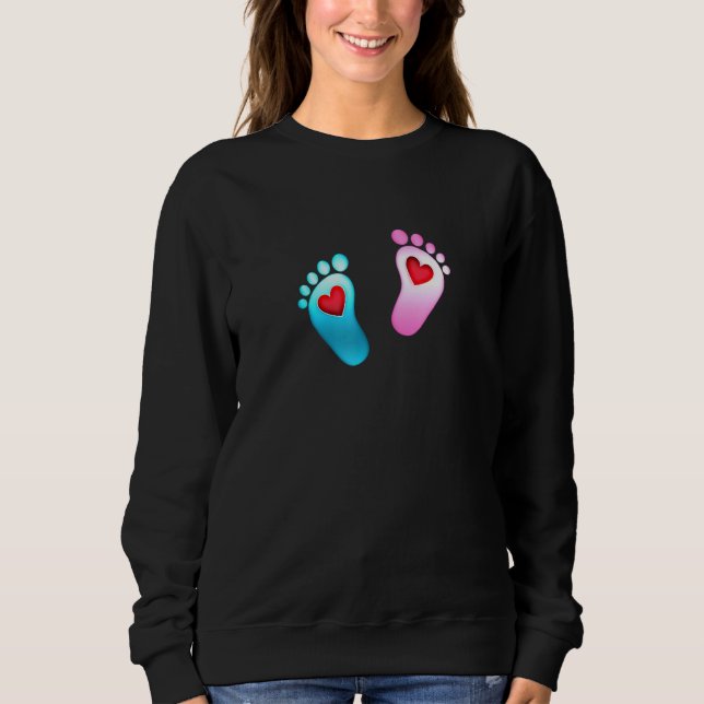 Baby Footprint Love Heart Foot Feet Boy Girl Valen Sweatshirt (Front)