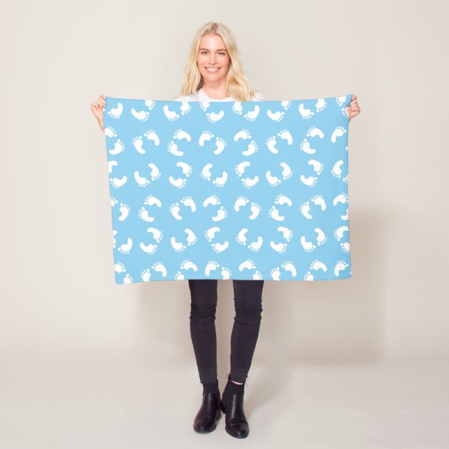 Baby Footprints, Babies Foot, Footsteps, Blue, Boy Fleece Blanket (In Situ)