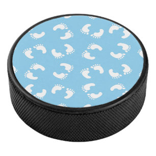 Baby Footprints, Babies Foot, Footsteps, Blue, Boy Hockey Puck