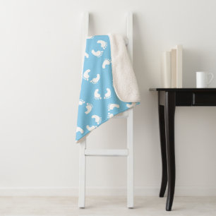 Baby Footprints, Babies Foot, Footsteps, Blue, Boy Sherpa Blanket