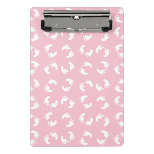 Baby Footprints, Babies Foot, Footsteps, Pink Girl Mini Clipboard