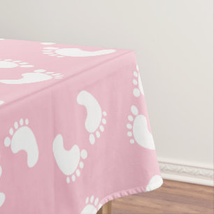 Baby Footprints, Babies Foot, Footsteps, Pink Girl Tablecloth