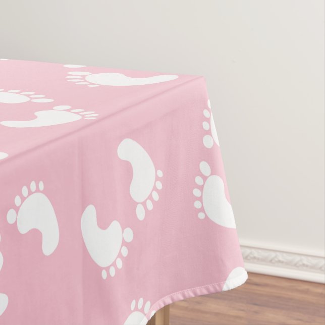 Baby Footprints, Babies Foot, Footsteps, Pink Girl Tablecloth (In Situ)