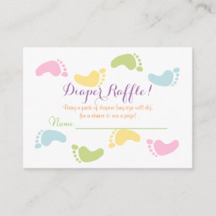 Baby Footprints Baby Shower Diaper Raffle Tickets Enclosure Card