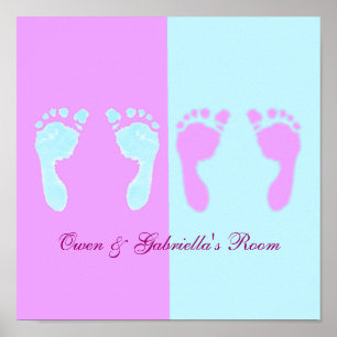 Baby Footprints (Boy/Girl Twins) Poster