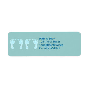 Baby Footprints (Boy Twins) Return Address Label