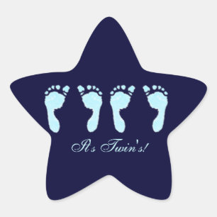 Baby Footprints (Boy Twins) Star Sticker