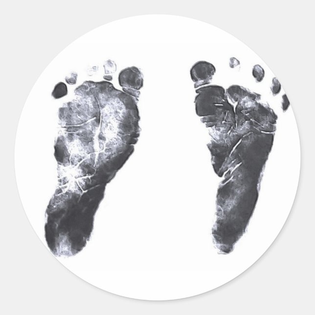 Baby Footprints Classic Round Sticker (Front)