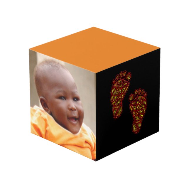 Baby Footprints Cube (Front Angled)