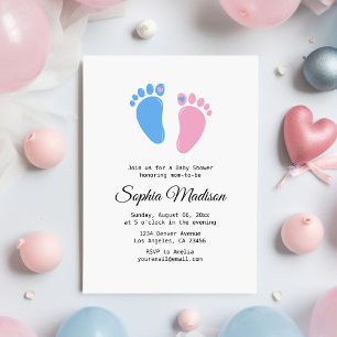 Baby footprints Gender Neutral baby shower Invitation