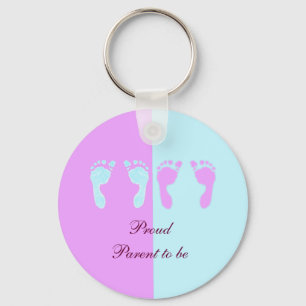Baby Footprints (Girl/Boy Twins) Key Ring
