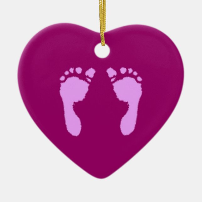 Baby Footprints (Girl) Ceramic Tree Decoration (Front)