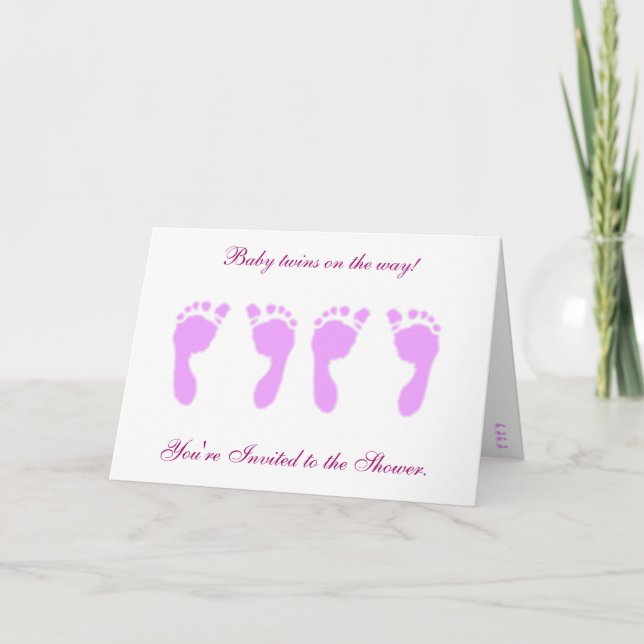 Baby Footprints (Girl Twins) Invitation (Front)
