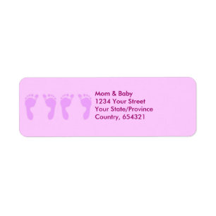 Baby Footprints (Girl Twins) Return Address Label