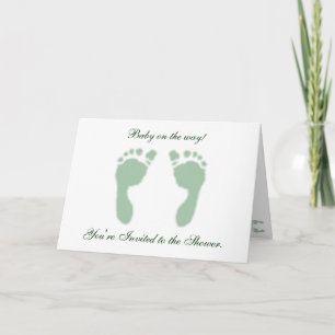 Baby Footprints (Green) Invitation