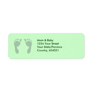Baby Footprints (Green) Return Address Label