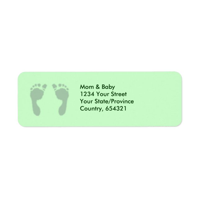 Baby Footprints (Green) Return Address Label (Front)