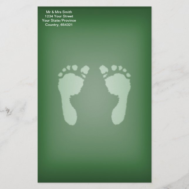 Baby Footprints (Green) Stationery (Front)