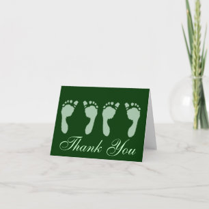 Baby Footprints (Green Twins) Thank You Card