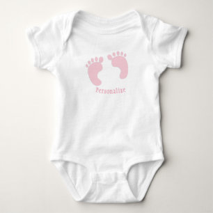Baby Footprints Infant Girl Pink Tiny Feet Nursery Bodysuit