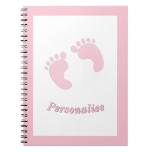 Baby Footprints Infant Girl Pink Tiny Feet Nursery Notebook