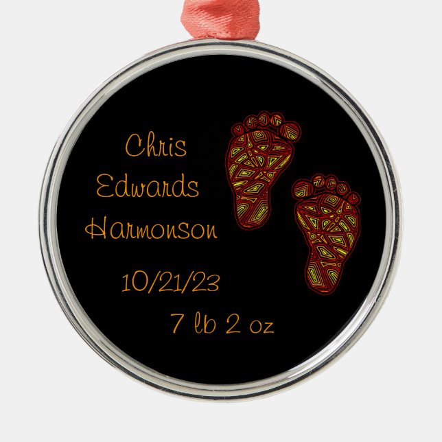 Baby Footprints Metal Ornament (Front)