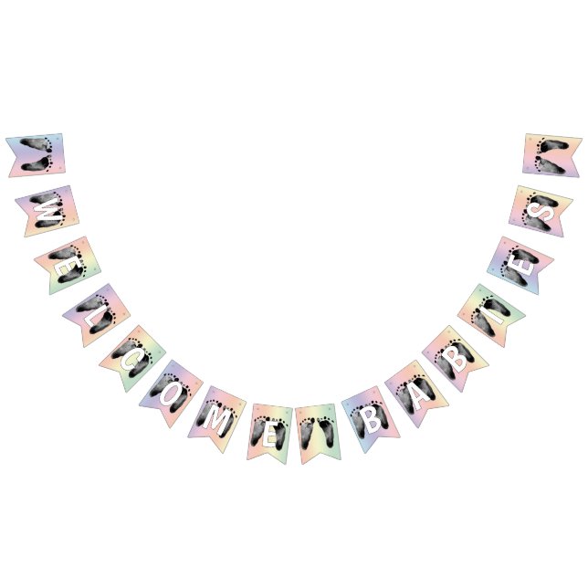 Baby Footprints Rainbow Design for Multiple Birth Bunting (All)