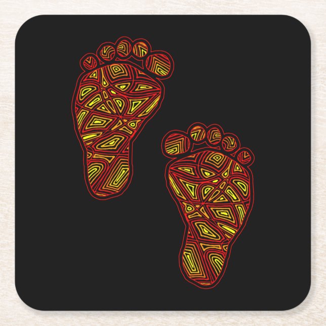 Baby Footprints Square Paper Coaster (Front)