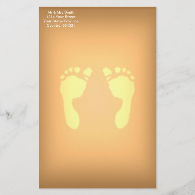 Baby Footprints (Yellow) Stationery (Front)