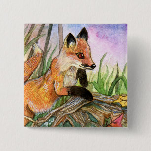 Baby Fox 15 Cm Square Badge