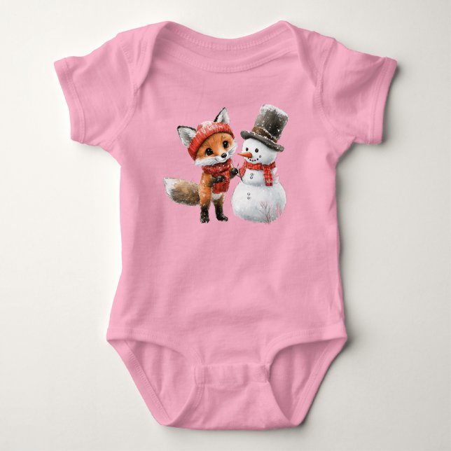 Baby Fox and Snowman Bodysuit (Front)