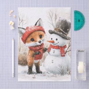 Baby Fox and Snowman Tissue Paper