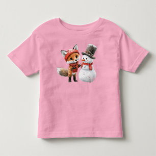 Baby Fox and Snowman Toddler T-Shirt