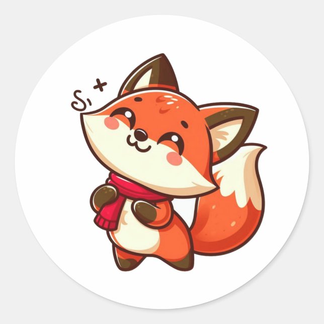 baby fox  classic round sticker (Front)