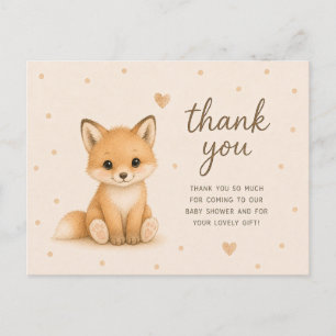 Baby Fox Cub Baby Shower Thank You Postcard