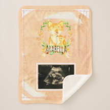 Baby Fox Custom Ultrasound Picture Sherpa Blanket
