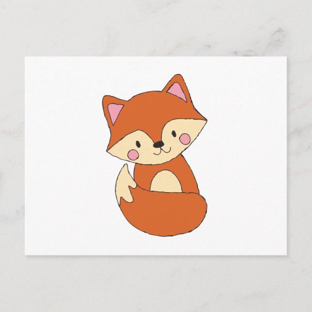Baby Fox Drawing Cute Fox Art Baby Fox Design Postcard (Front)