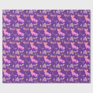 Baby Fox Night Violet Wrapping Paper