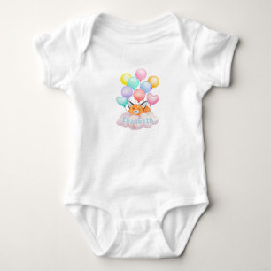 Baby Fox On A Cloud Pastel Monogram Bodysuit