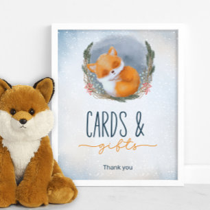 Baby Fox Snowly Winter Baby Shower cards & gifts Poster