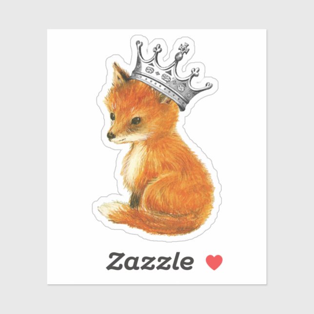 Baby Fox Vintage Crown Vinyl Sticker (Sheet)