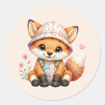 Baby Fox Watercolor Sticker | Baby Fox Sticker