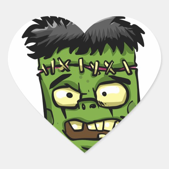 Baby frankenstein - baby frank - frank face heart sticker