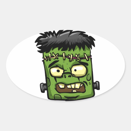 Baby frankenstein - baby frank - frank face oval sticker