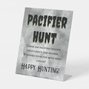 Baby Frankenstein Pacifier Hunt Game Pedestal Sign