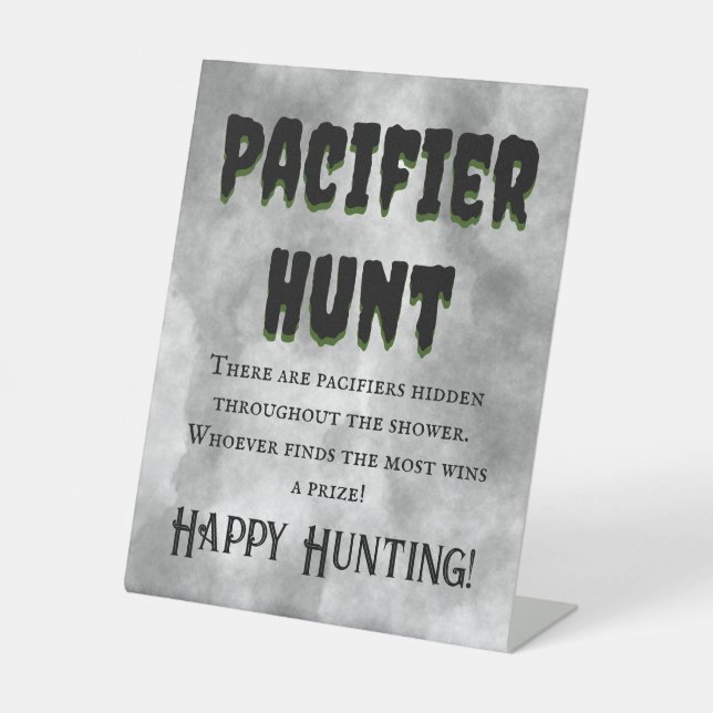 Baby Frankenstein Pacifier Hunt Game Pedestal Sign (Front)