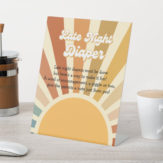 Baby Game 70s Baby Shower Bohemian Baby Shower Pedestal Sign (In SItu)