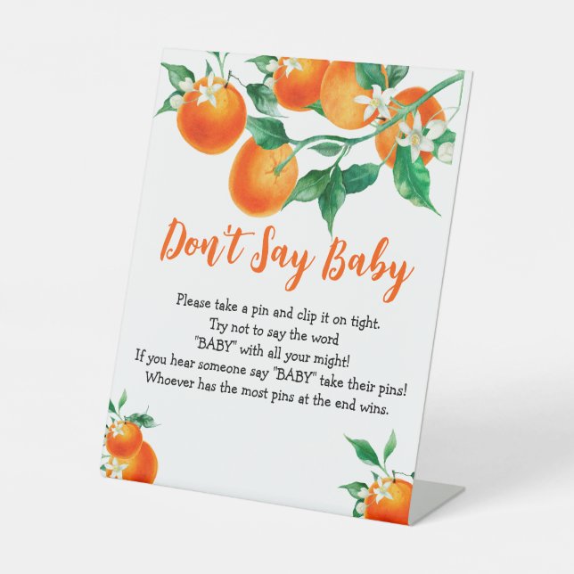Baby Game Orange Baby Shower Don't Say Baby Sign (Front)